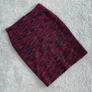 Ann Taylor Red and Black Tweed Pencil Skirt